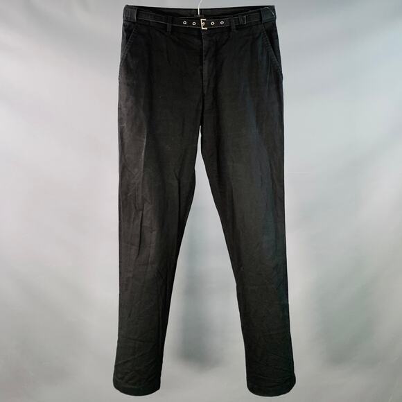 JOHN BARTLETT Size 30 Black Cotton Blend Belted Harness Casual Pants - Picture 1 of 7